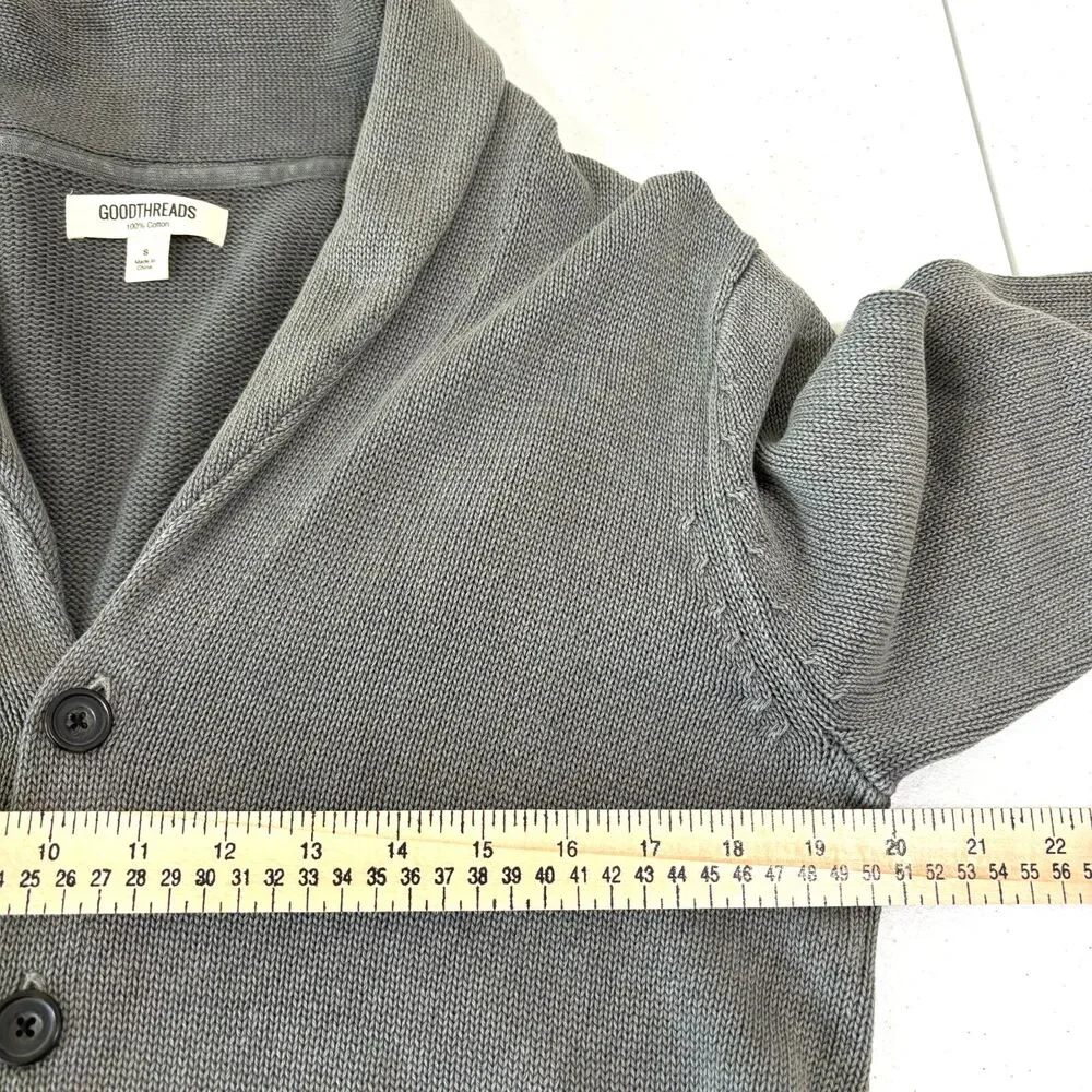 Goodthreads Mens Shawl Collar Cardigan S Gray Chunky Academia Old Money